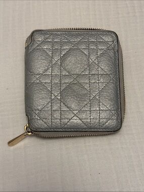 Christian Dior Small Lady Voyageur Coin Purse Silver
